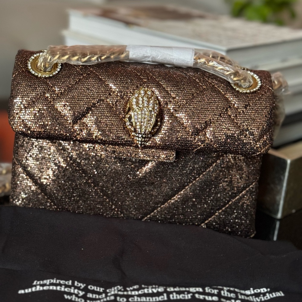 Brown Quilted Shoulder Bag with Gold Chain